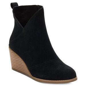 Toms Sutton 10020247 Boots Women's US 8.5 Black Ankle Wedge Heel Bootie ZPO2801